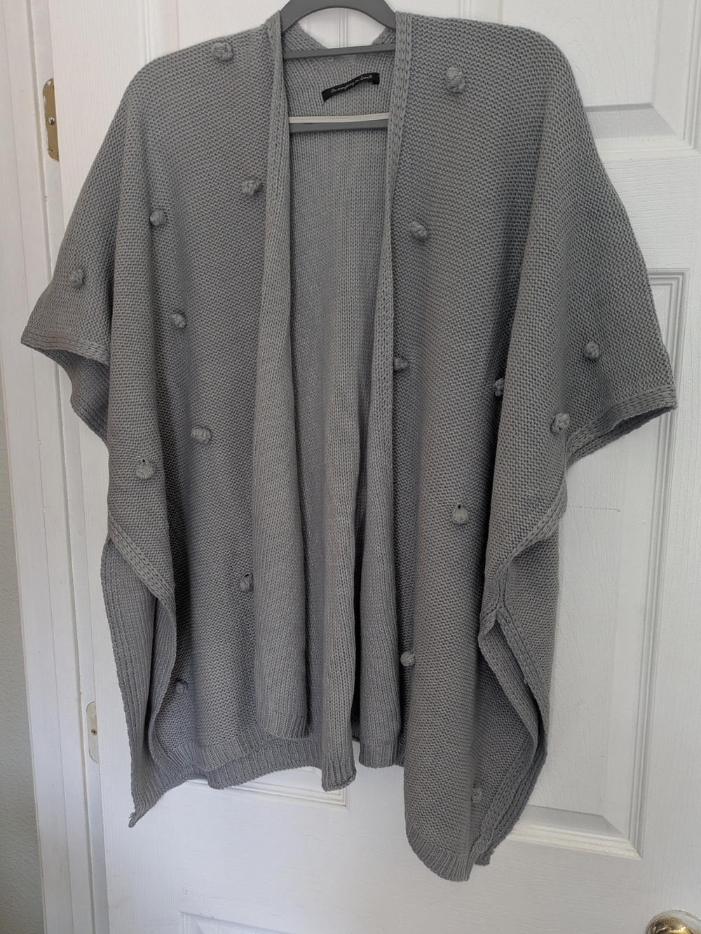 Do everything in love Gray Pom-Pom Knit Poncho Cardigan